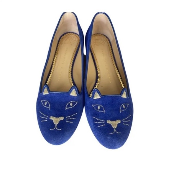 Charlotte Olympia Shoes - Charlotte Olympia Satin Cat Flats